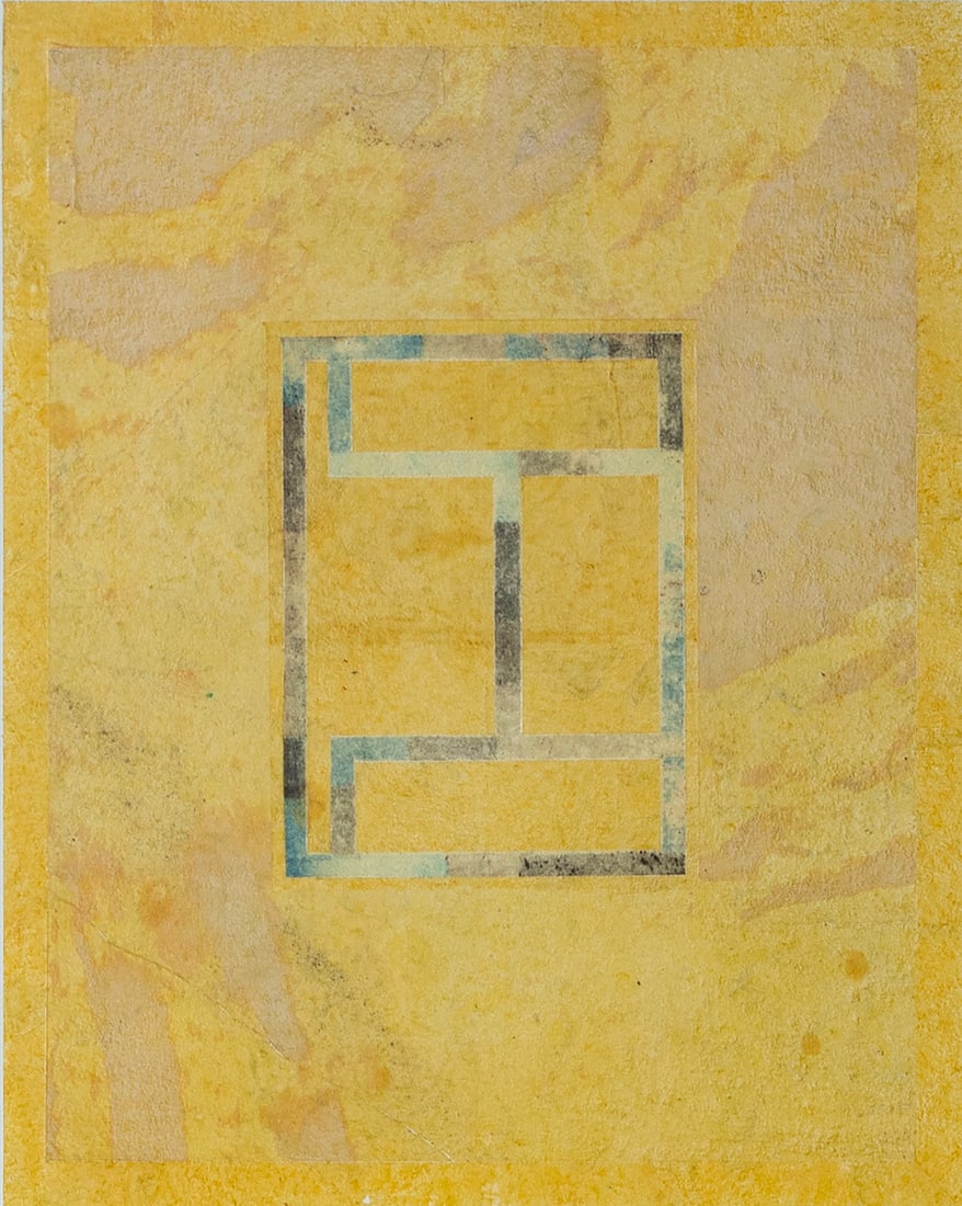 Robin Bright (b. 1935) New York: UNTITLED, 1992, mixed media work on paper, signed and dated in pencil, image 12 ¾ x 10”, full margins, frame 25 ¼ x 23 ¾” with glass.