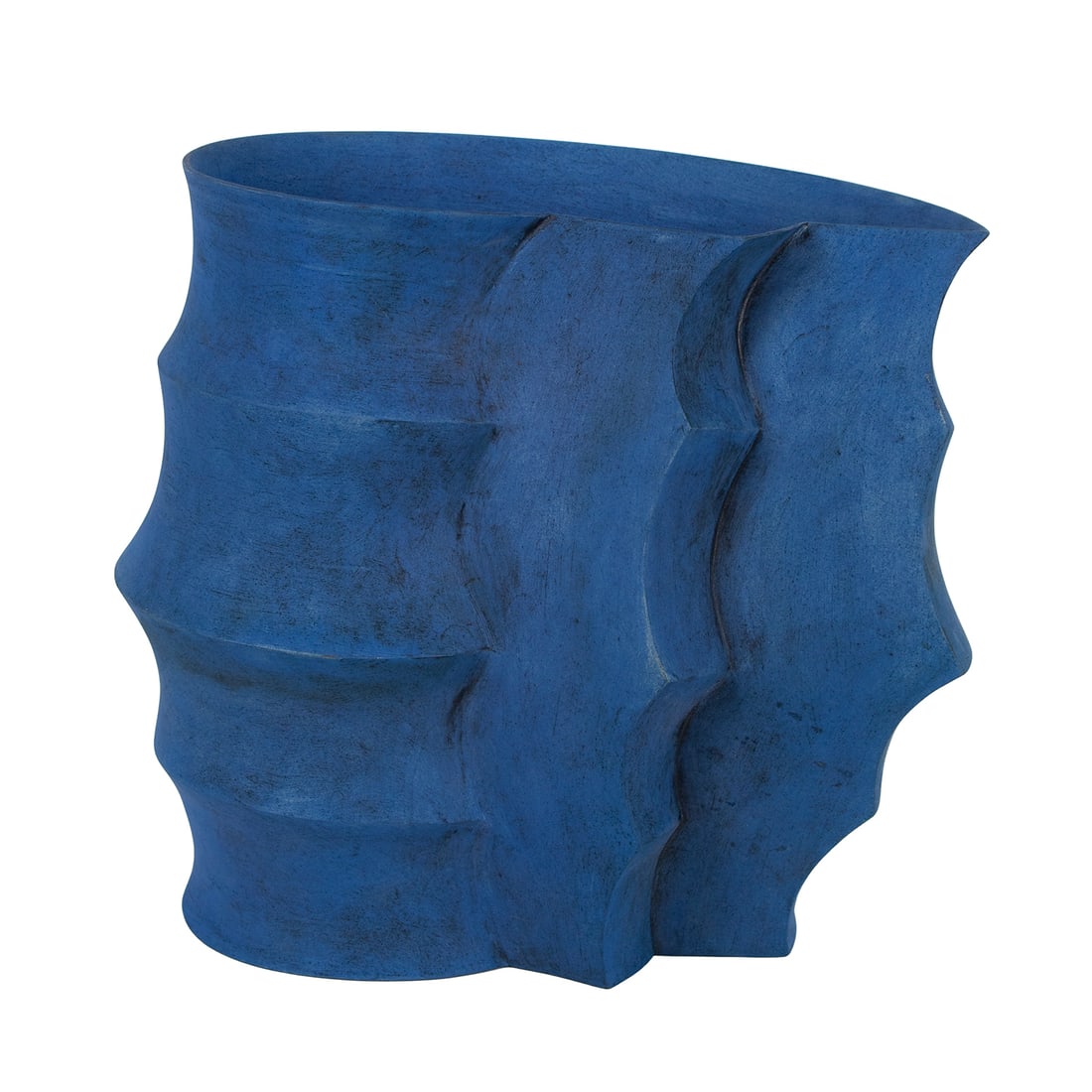 Wouter Dam (b. 1957) Holland: BLUE SHAPE, painted ceramic, signed, 11 x 12 x 10”. Purchased from Frank Lloyd Gallery, Santa Monica. From the Larry Grossman Collection, Hollywood writer’s agent. Clients included Rob Reiner