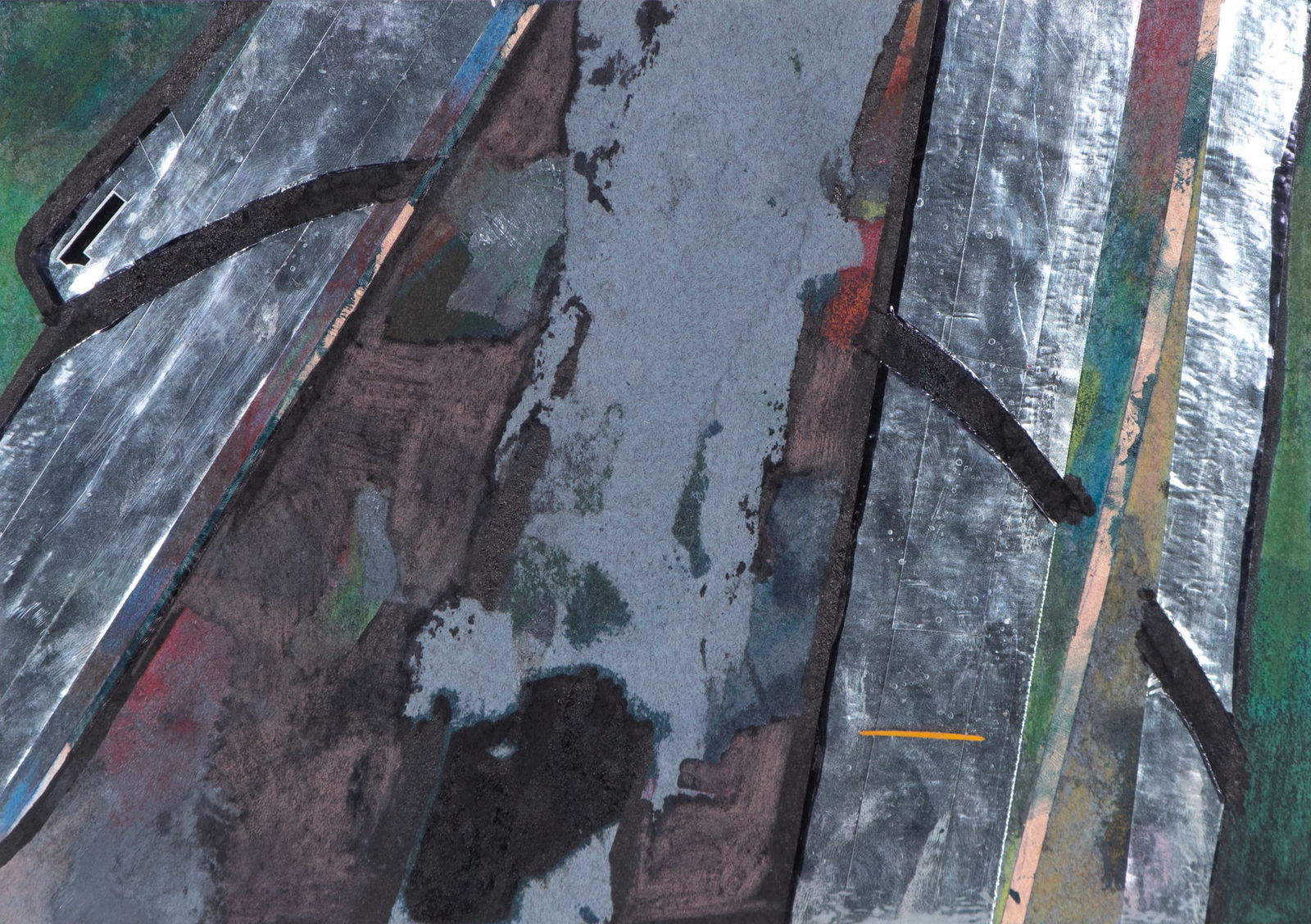 Patrick McElnea (b. 1981) California: HANDLE MY COLUMN, 2009, mixed media and collage on thick paper, signed in marker on the verso, 8 ¼ x 11 ¾”, frame 11 x 14 ½” with plexiglass. Provenance: Weinberg Gall