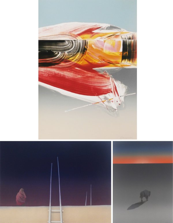 Boreman (20th Century) & John T. Axton (1922-2009) (thr: Boreman, UNTITLED, 1981, mono-print, signed in pencil, inscribed 1/1, blind stamp I E in a circle lower right, sheet 41 ½ x 29 ½”, a few soft handling creases, a few smudges; Together with John Ax