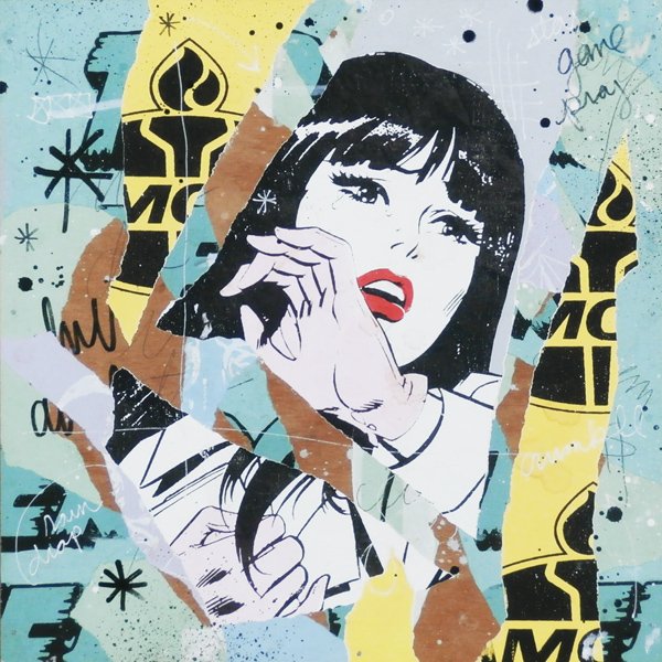 Greg Gossel (20th/ 21st Century) American: IN THE MIDDLE, 2007, acrylic on panel, signed on verso, 20 x 20”, in good studio condition. Provenance: The Shooting Gallery, San Francisco.