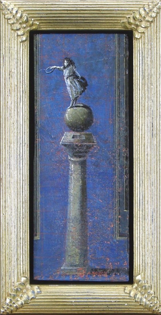 Laurent Hours (b. 1955) French: NUIT, 1993, acrylic painting with resin on fiberglass, signed and dated lower right, 12 ½ x 5 ¼”, very nicely framed, in good studio condition.