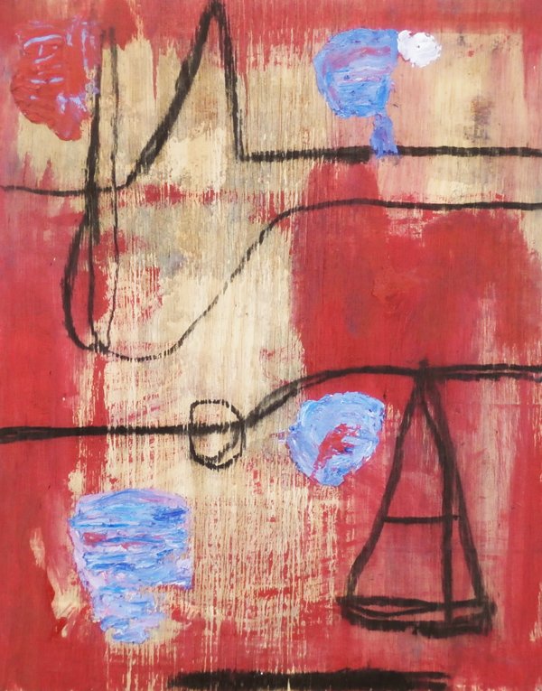 Tom Savage (b. 1953) American: UNTITLED, 2010, oil, acrylic and pastel painting on panel, signed and dated on verso, 30 x 24”, in good studio condition.