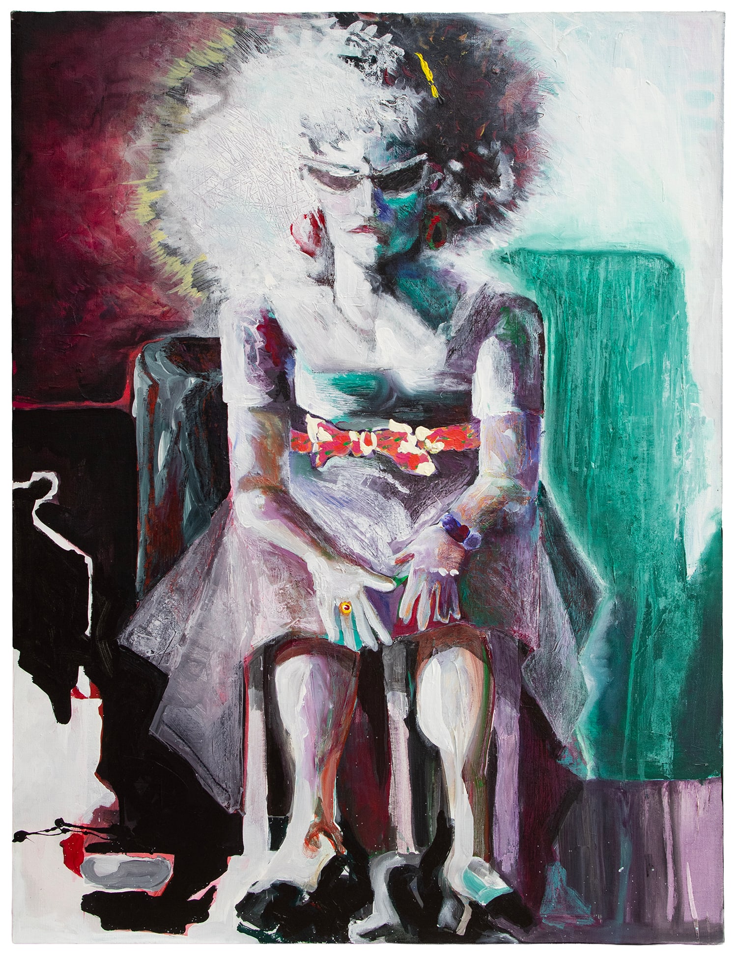 Roy Christopher Academy Awards production designer: I WON’T DANCE, 1984, acrylic painting on canvas, appears to be signed on artist’s card on verso, 48 x 36”. From the Larry Grossman Collection, Hollywood writer’s agent. Clients included Ro
