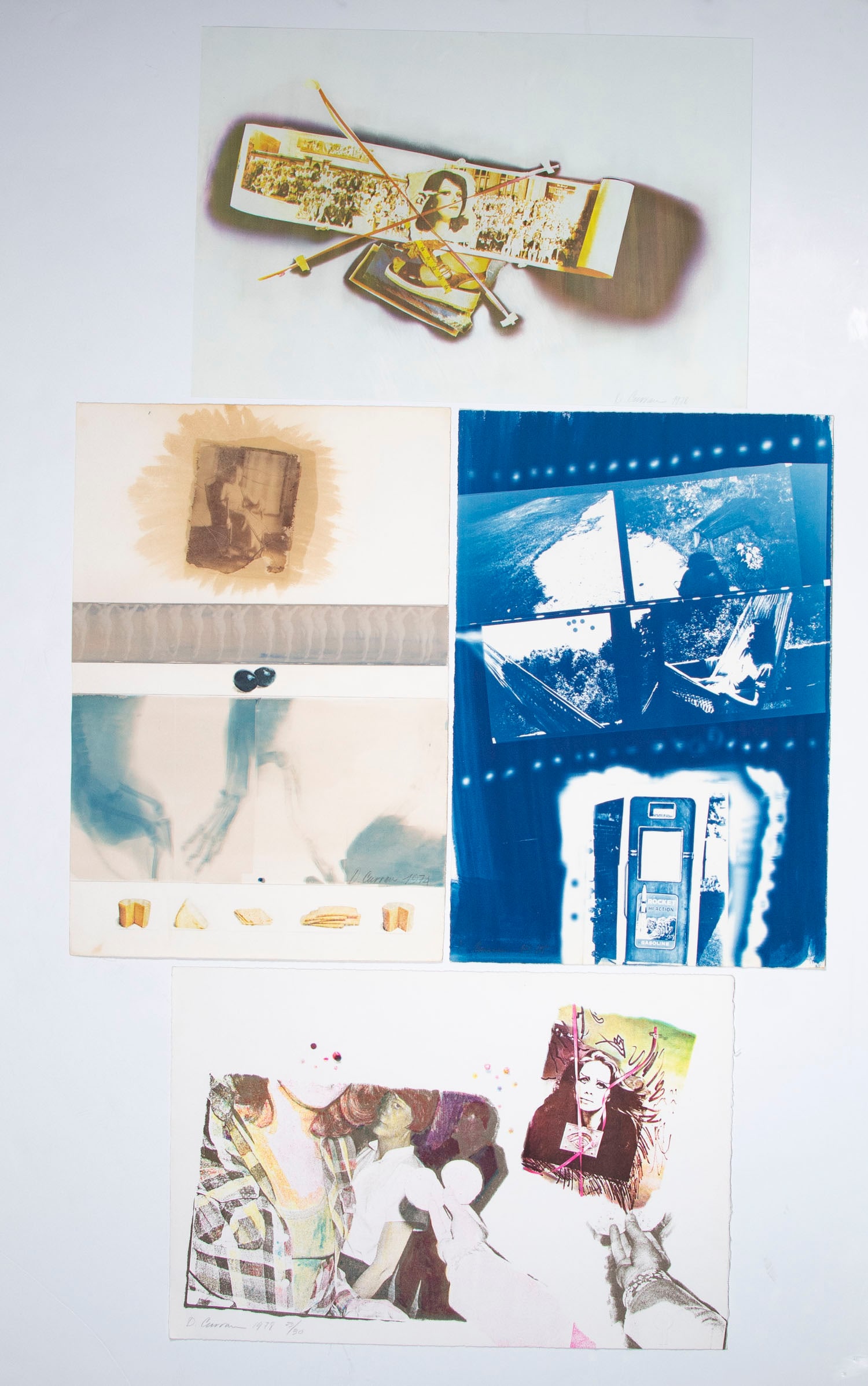 Darryl Curran (b. 1935) California (four): VARIOUS, 1974-1978, four color gum or Cyanotype prints, each signed and dated, the first numbered 23/30, one with blind stamp lower right, sheets average 15 x 22”. Provenance: from the collectio
