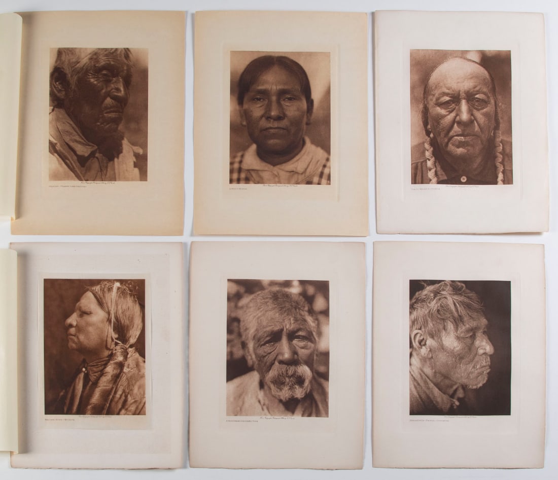 Edward S. Curtis (1868-1952) Seattle (six): Collection: A MAIDU WOMAN, 1924; IN PAVAISH - PYRAMID LAKE PAVIOTSO, 1924; A NORTHERN DIEGUENO TYPE, 1924; NASURETHUR, PROFILE CHIPEWYAN, 1926; WALTER ROSS, WICHITA, 1927, printed on tissue; FIRST WAL