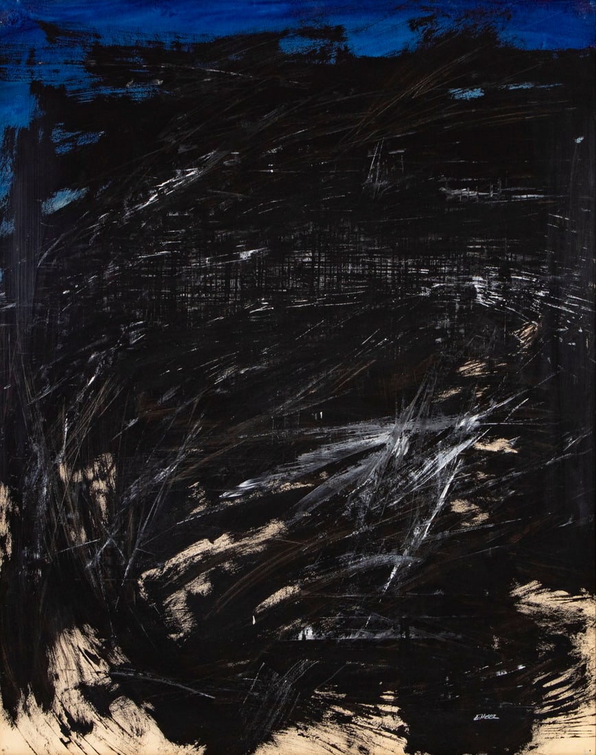 Jules Engel (1909-2003) California: IMAGES OF THE SEA, gouache on paper, signed in white lower right, sight 28 ¾ x 22 ¾”, frame 36 x 30” with glass.
