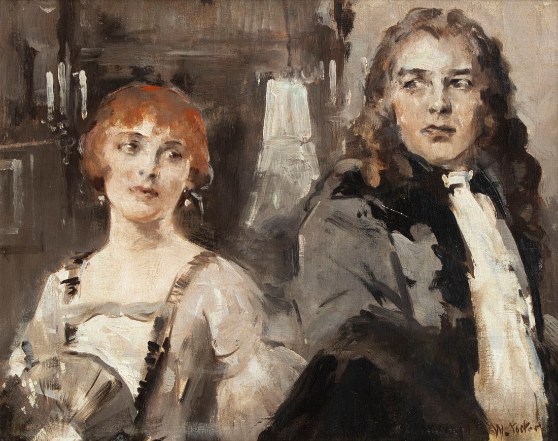 William Frederick Foster (1912-1988) California: ANNA’S BALL, oil painting on canvas, signed and titled lower right, 14 x 20” with remnants of label on verso, frame 21 ½ x 25 ½ x 2 ½”.
