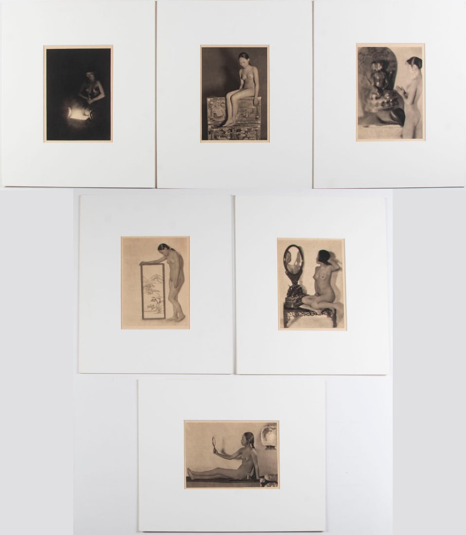 Heinz Von Perckhammer (1895-1965) Austrian German (six): CHINESE NUDES, 1928, six heliogravures, image average 5 ¾ x 8 ¼”, all matted with sizes averaging 17 x 14”. Provenance: from the collection of Susan and G. Ray Hawkins. (6)