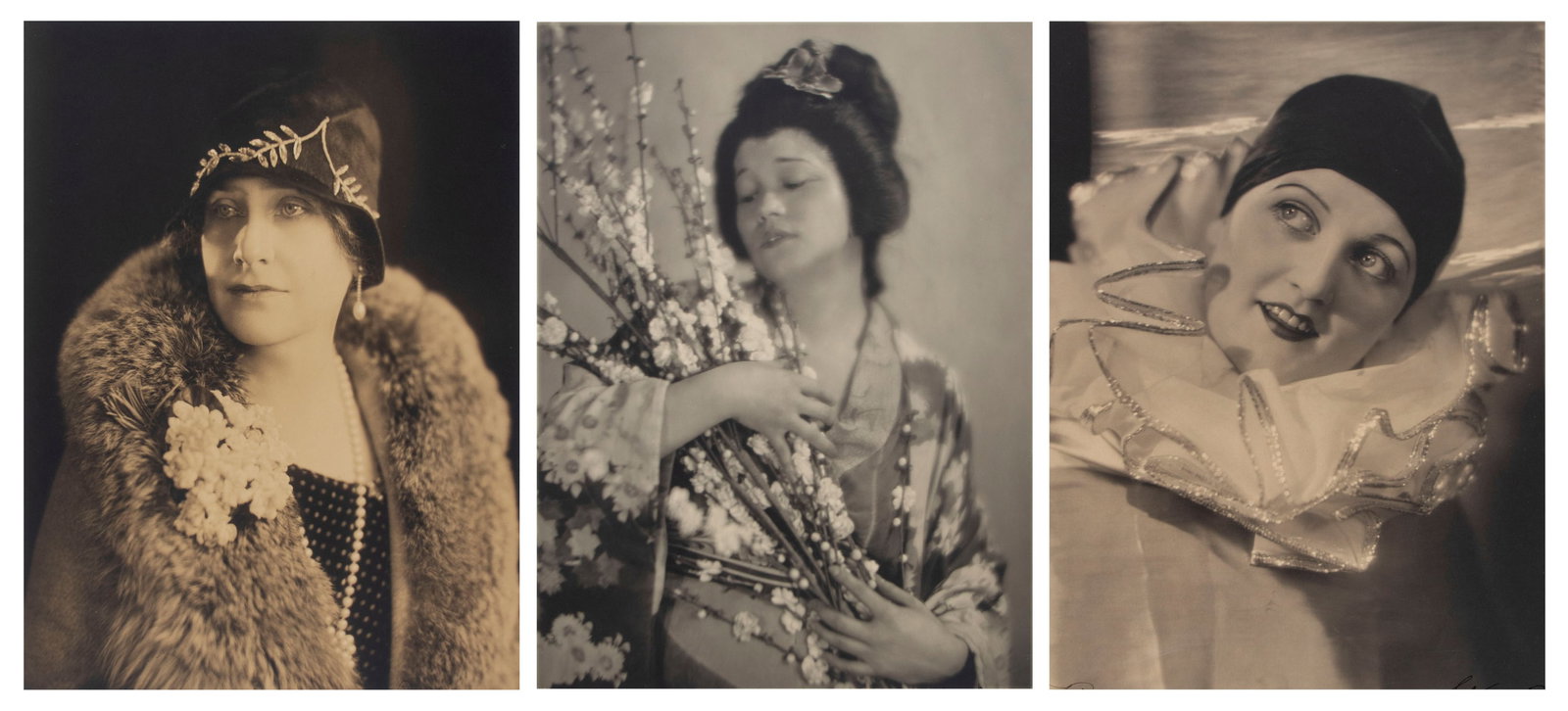Benjamin Strauss & Homer Peyton aka Strauss Peyton (20 th Century) American (three) Historic: FIRST WOMAN GOVERNOR NELLIE ROSS OF WYOMING, circa 1925-27, gelatin silver print, signed in ink lower right, image 13 x 10”, sheet 20 x 16”; KANSAS CITY GEISHA, circa 1925-27, gelatin silv