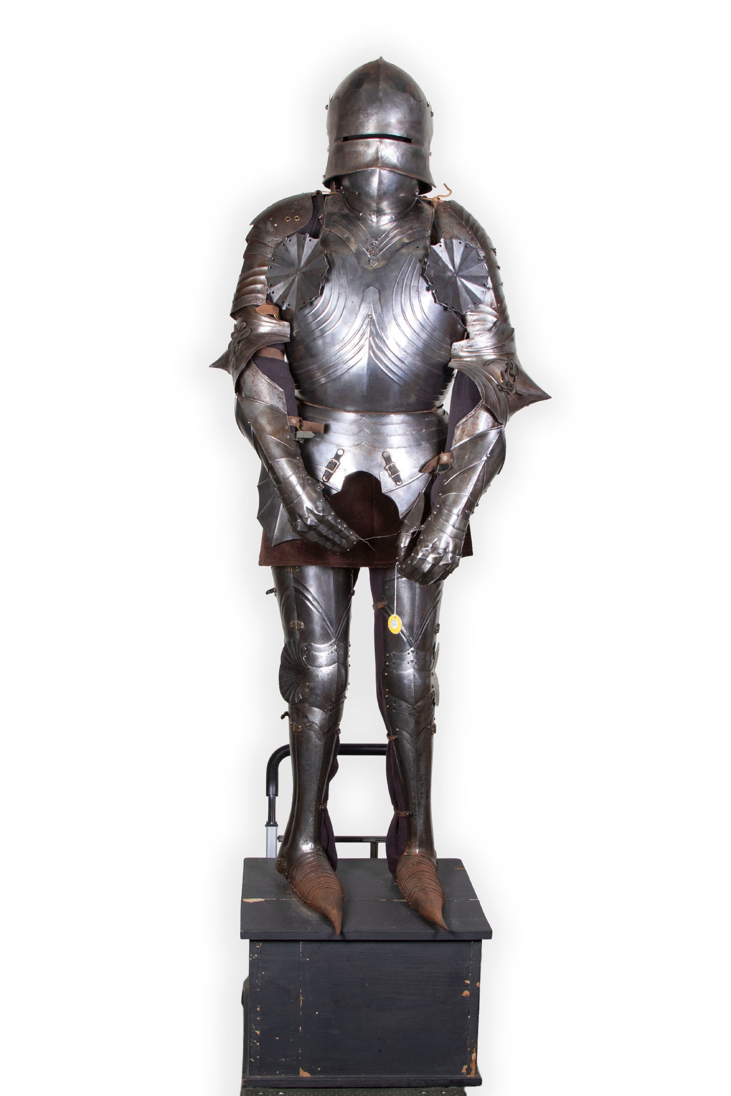German Gothic-Style Suit of Armor (19th Century): From consignor’s original auction description: WELL MOUNTED GERMAN GOTHIC-STYLE SUIT OF ARMOR, very well mounted, German composite suit of armor, in the late 15th century "Gothic" cap-a-pie