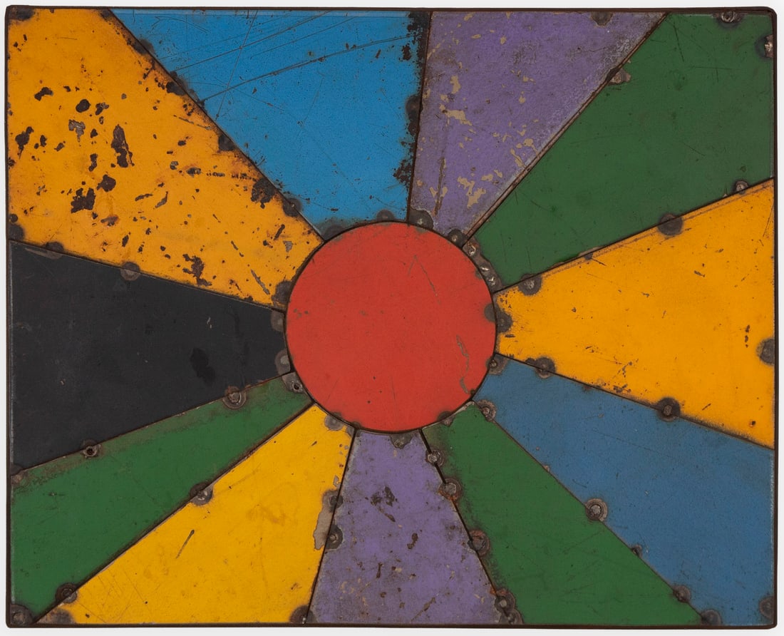 David Buckingham (b. 1959) California: R.U.O.K, 2010, cut and welded metal wall sculpture, signed, titled and dated on verso, 10 ¼ x 8 ¼ x 1 ½”. From the collection of David Limburger and Sheila Silber.