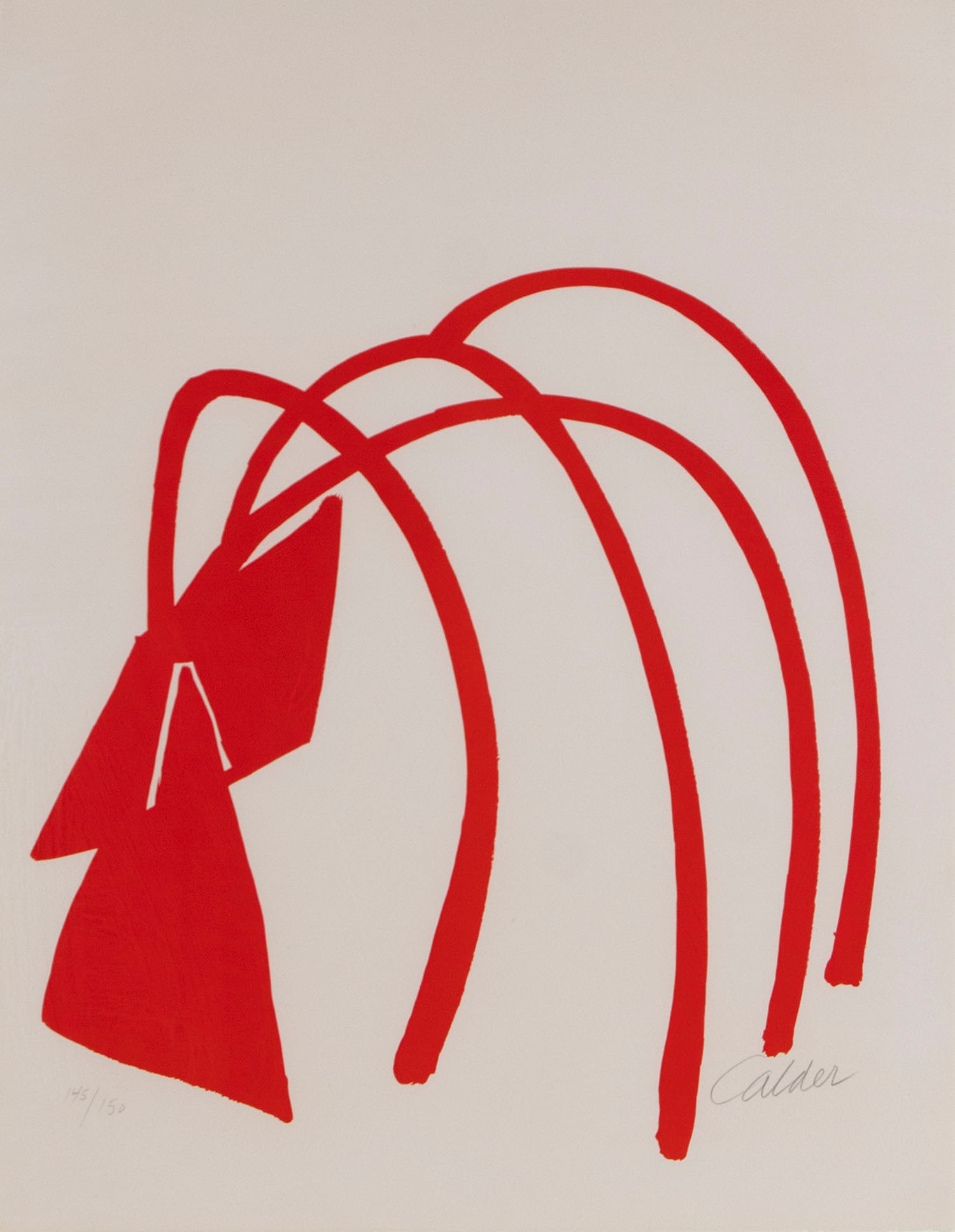 Alexander Calder (1898-1976) American: FOUR ARCHES, 1974, color lithograph, signed and numbered 145/150 in pencil, sheet 27 ¾ x 22 ¼”, frame 40 ¼ x 34 ¾” with plexiglass. Calder produced this image as a