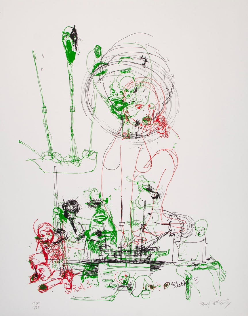 Paul McCarthy (b. 1945) California: RED, GREEN BLACK, 2005, color screenprint, signed and numbered 72/134 in pencil, printed and published by Self Help Graphics with their blind stamp lower left, sheet 36 x 28”.