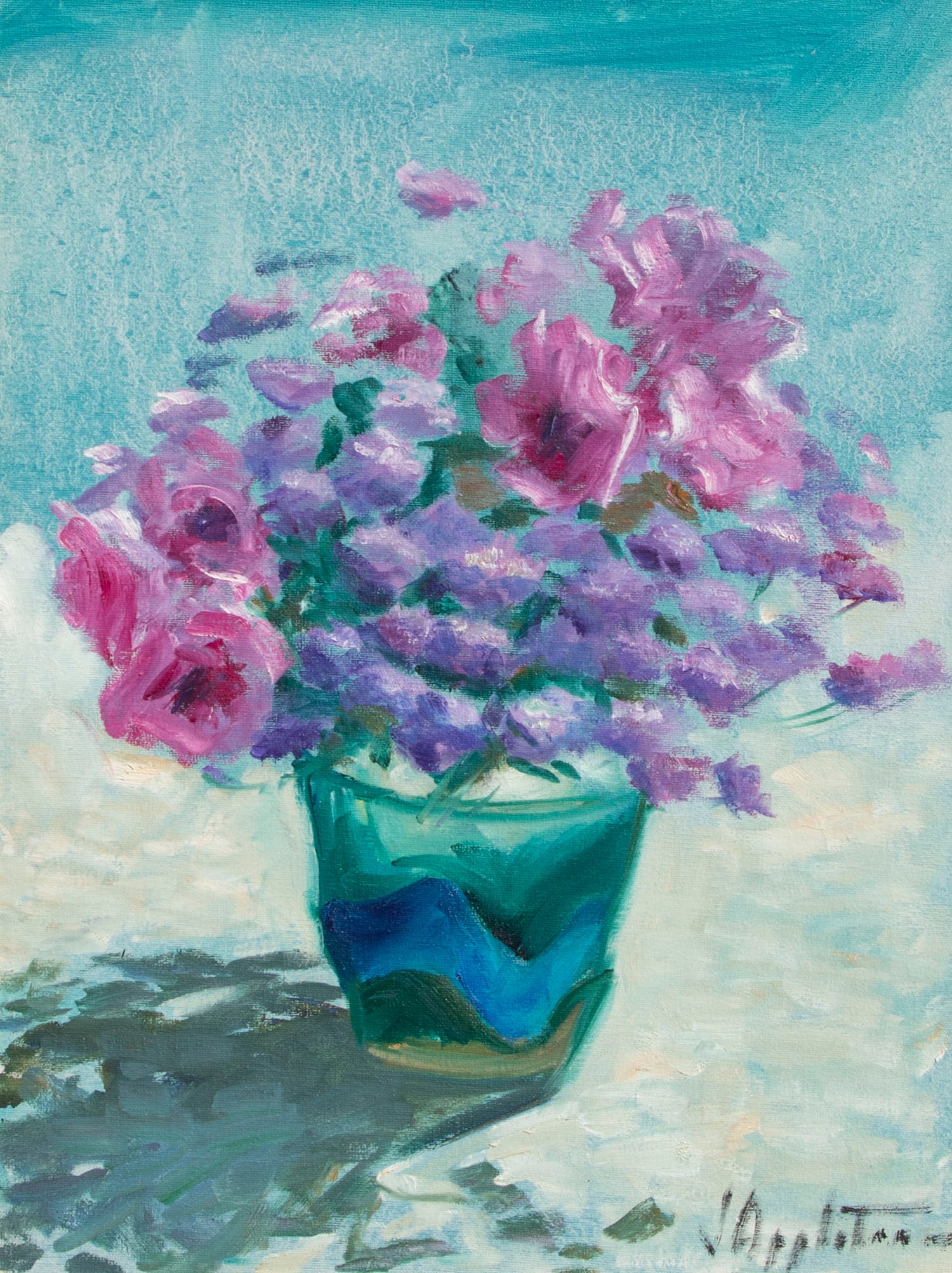 Jean Appleton (1911-2003) Australian: STILL LIFE WITH FLOWERS IN VASE, oil painting on canvas, signed lower right, 24 x 18”, frame 33 ½ x 27 ½ x 2 ½”.