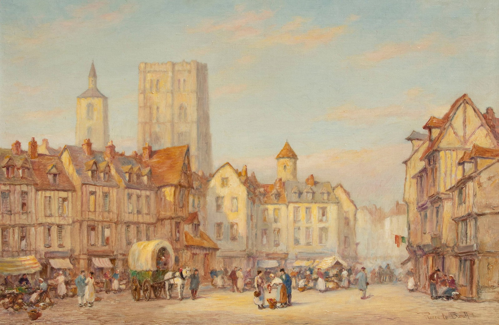 Pierre Le Boeuff (1899-1920) French: BEAUGENCY, FRANCE, oil painting on canvas, signed lower right, 20 x 30”, frame 27 x 36”.