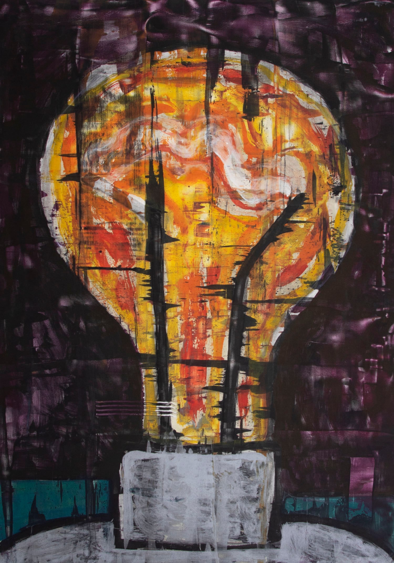Aaron Fink (b. 1955) Massachusetts: LIGHT BULB, 1999, color monoprint, signed and dated in pencil, image 33 ¾ x 24”, sheet 39 ½ x 30”, printed at O’brien Graphics with their stamp on the verso and blind stamp