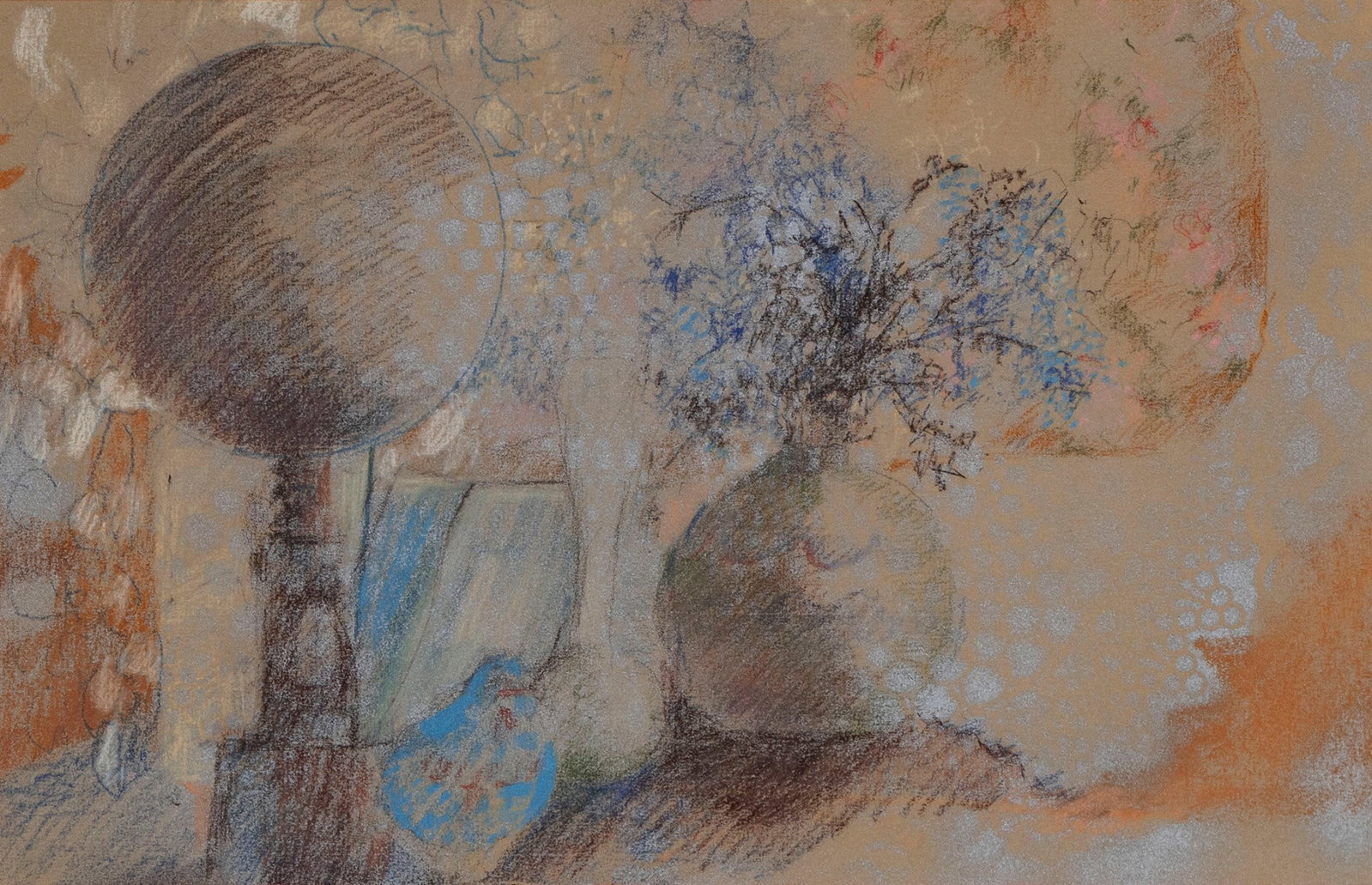 Barbara Sayre Harmon (1927-2026): FLOWER IN GLASS VASE, color pastel on paper, a signature not found, sight 11 x 17”, frame 21 ½ x 27 ½” with glass.