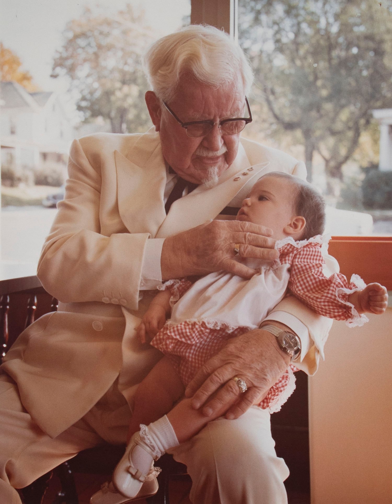 George Richmond Hoxie (1907-1984) Ohio: COLONEL SANDERS, color photograph artist mounted to card, signed and titled on verso, 14 x 10 ¾”, overall 20 x 16” including mount and mat.