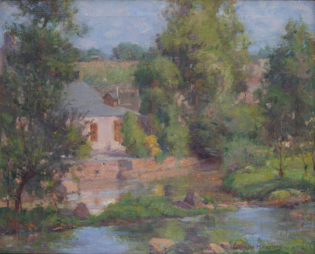 Catherine Macartney (1880-1958) Iowa Washington: ALONG THE AVEN, BRITTANY, oil painting on canvas, signed lower right, 16 x 20”, frame 22 ¾ x 26 ½”.