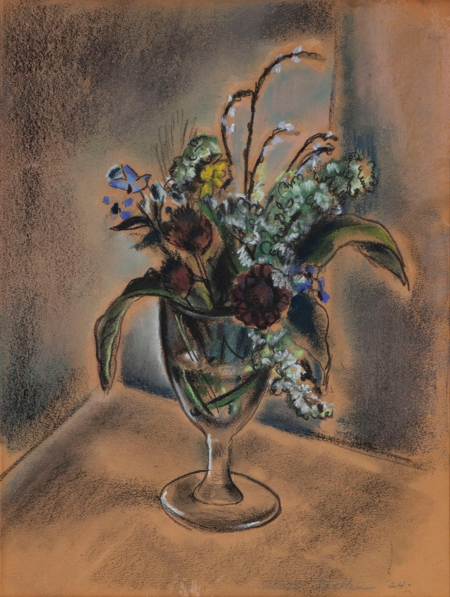 Andree Ruellan (1905-2006) New York: STILL LIFE, 1924, color pastel on paper, signed and dated lower right, sight 12 ¼ x 9 ¼”, frame 18 ½ x 15 ½”.