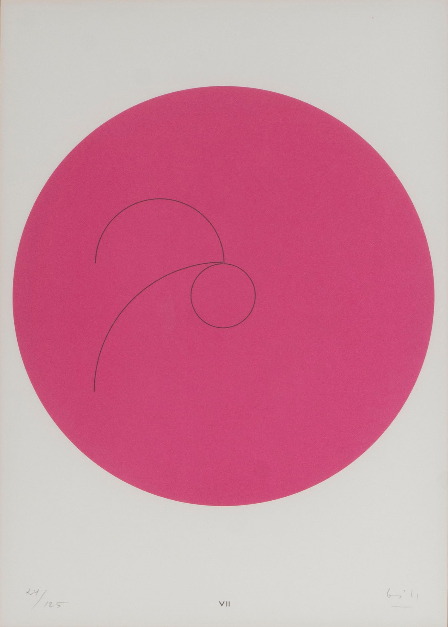 Max Bill (1908-1994) Swiss: Plate VII from CONSTELLATIONS, 1974, color lithograph, signed and numbered 24/125 in pencil, sight 19 x 13.50?, frame 25.75 x 25.25? with glass.