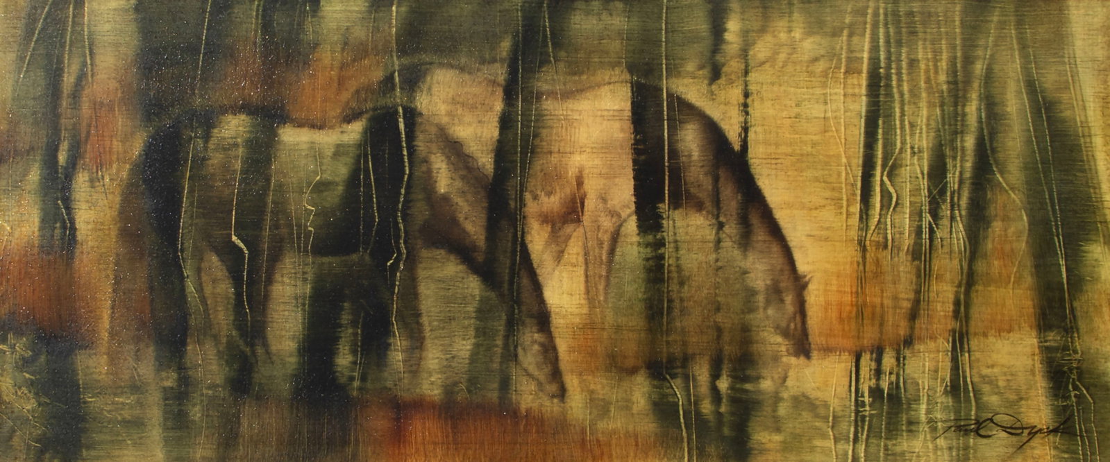 Paul Dyck (1917-2006) Chicago: DEEP FOREST, oil painting on board, signed lower right, 12 x 28?, frame 23 x 28.75 x 2.50?. From the Brattleboro Museum & Art Center, Vermont.