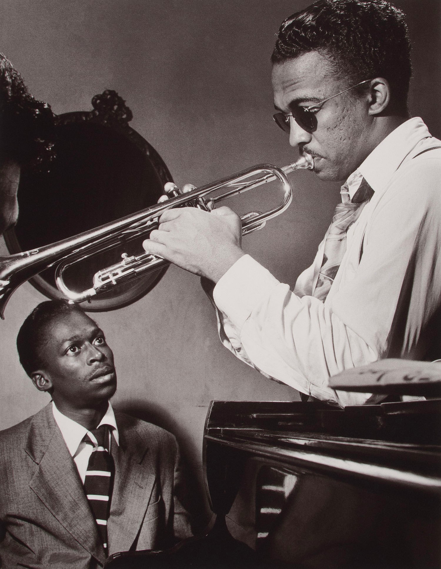 William Paul Gottlieb (1917-2006) New York: MILES DAVIS AND HOWARD MCGHEE circa 1948, 1979, inkjet pigment print, signed and titled in pencil, published by Graham Nash Editions with blind stamp lower left, with the photographer?s stamp on the v