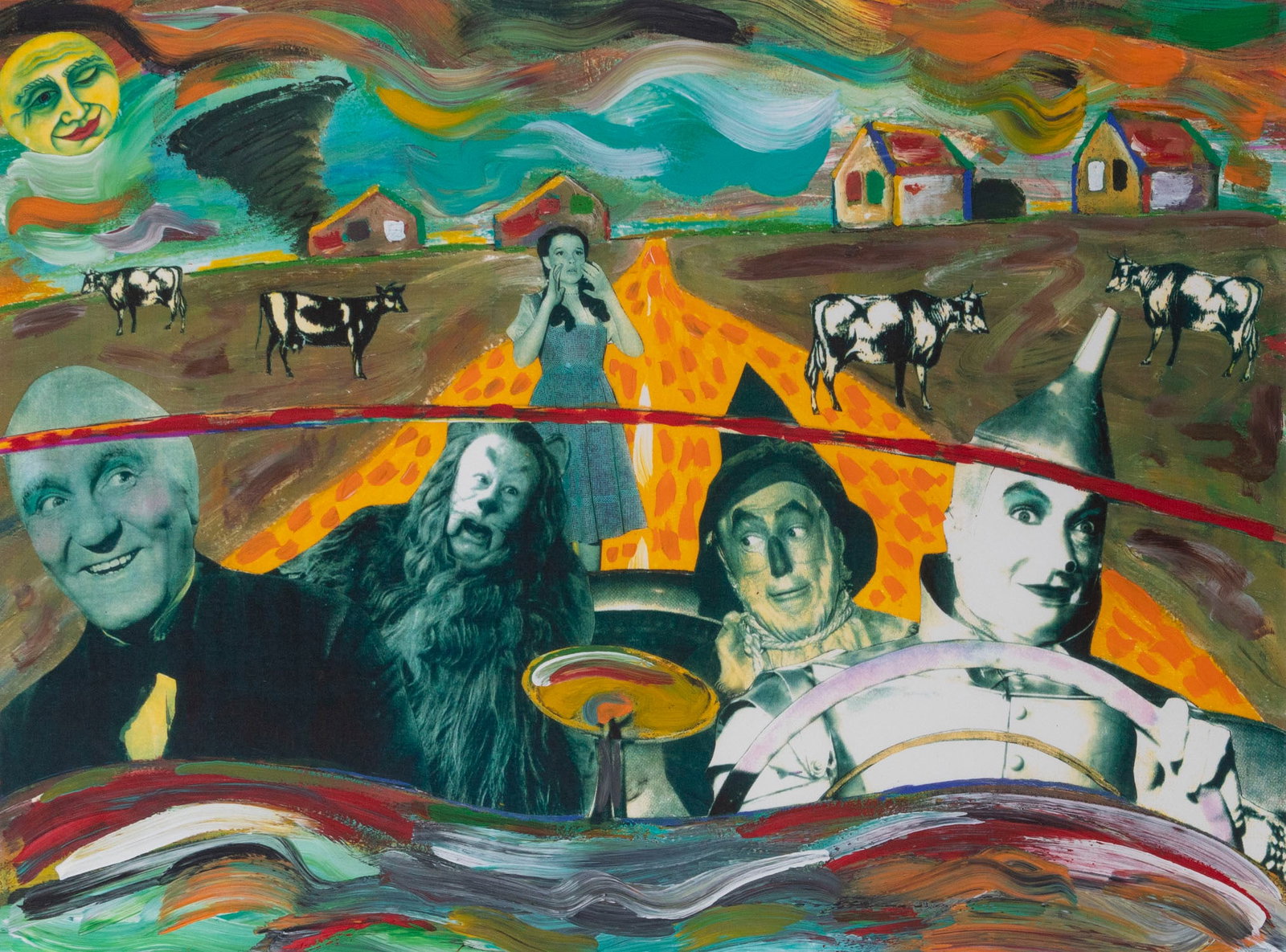 Nelson de La Nuez (b. 1959) Cuba: DITCHING DOROTHY, color offset lithograph with extensive acrylic hand painting, signed and numbered 02/75 and titled in color pencils and marker, sheet 19.25 x 26.50?, frame 33.75 x 40.50 with plexigl