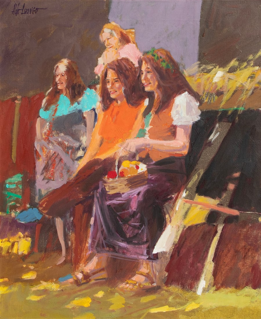 Aldo Luongo (b. 1941) Argentina: THE FAIR, oil painting on canvas, signed upper left, signed and copyrighted and titled on verso, 24 x 20?, frame 34.50 x 30.50?.