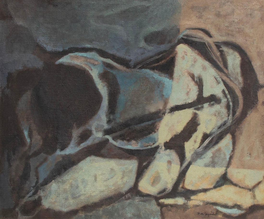 Ruth Osgood (1920-2003) California: HORSE-POWER, oil painting on canvas, signed lower right, 20 x 24?, frame 29 x 32.50?. Purchased from Cowie Galleries, Los Angeles. From the Brattleboro Museum & Art Center, Vermont.