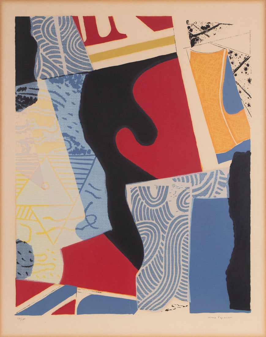 Max Papart (1911-1994) French: EDGEE, 1974, color lithograph, signed and numbered 64/100 in pencil, image 23 x 18?, full margins, frame 33 x 27.50? with glass with certificate on back.