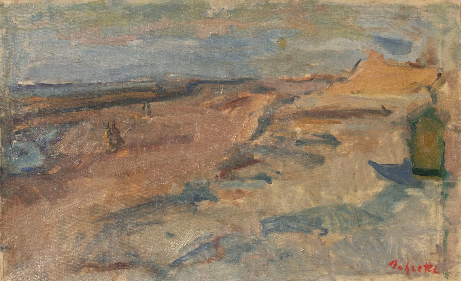 Zygmunt (Szreter) Schreter (1886-1977) Polish: THE DUNES oil painting on canvas, signed lower right, 15 x 24?, frame, Purchased from Manhattan Galleries, Pasadena. From the Brattleboro Museum & Art Center, Vermont.