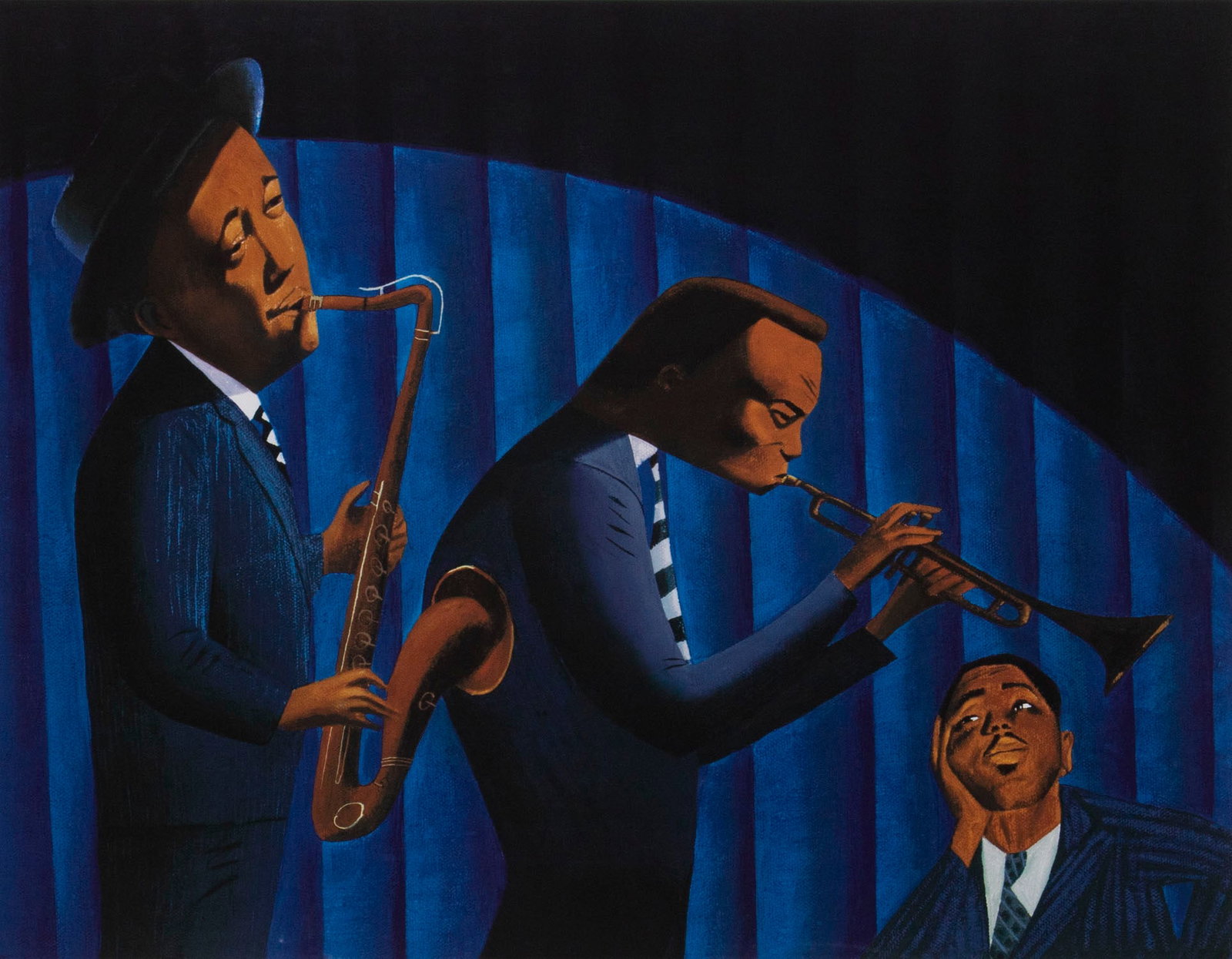 Mark Ulriksen (b. 1957) New York: LESTER, MILES & DIZZY, 1999, color pigment print, signed and numbered 22/240 in pencil, image 25 x 32.25?, sheet 31.50 x 39.50?, frame 34.50 x 42? with glass. Provenance: Visualize Art For Everyday Li