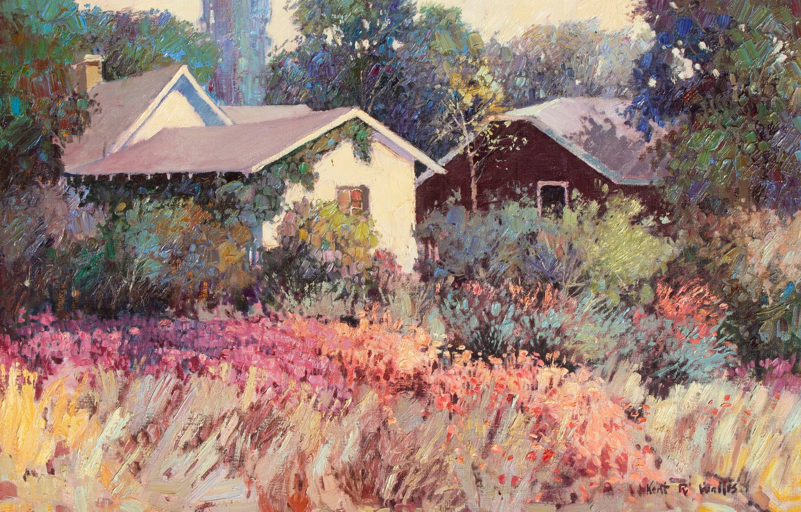 Kent Wallis (b. 1945) Utah: FLOWERS BLOOMING IN THE SPRING, oil painting on canvas, signed lower right, 24 x 36?, frame 30.50 x 42.75 x 3.50?.