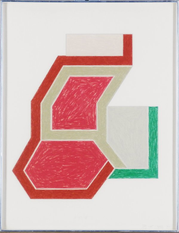 Frank Stella (b. 1936) American: SUNAPPE (A.100), 1974, color lithograph and screenprint, signed in pencil, from the numbered edition 100, sheet 17 ½ x 22 ¼”, framed, possibly some pale sun discoloration, otherwise in apparently 