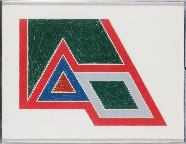 Frank Stella (b. 1936) American: SANBORNVILLE (A.105), 1974, color lithograph and screenprint, signed in pencil, from the numbered edition 100, sheet 22 ¼ x 17 ½”, framed, possibly some pale sun discoloration, otherwise in appare