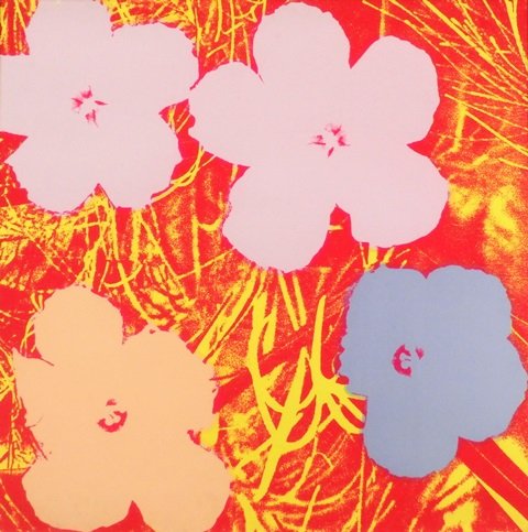 after Andy Warhol (1928-1987) American: FLOWER SERIES, color screenprint, stamped on verso, from the vintage SUNDAY B MORNING edition, 36 x 36”, from the mechanically numbered edition 250, framed, a few creases, some surface soiling, smal