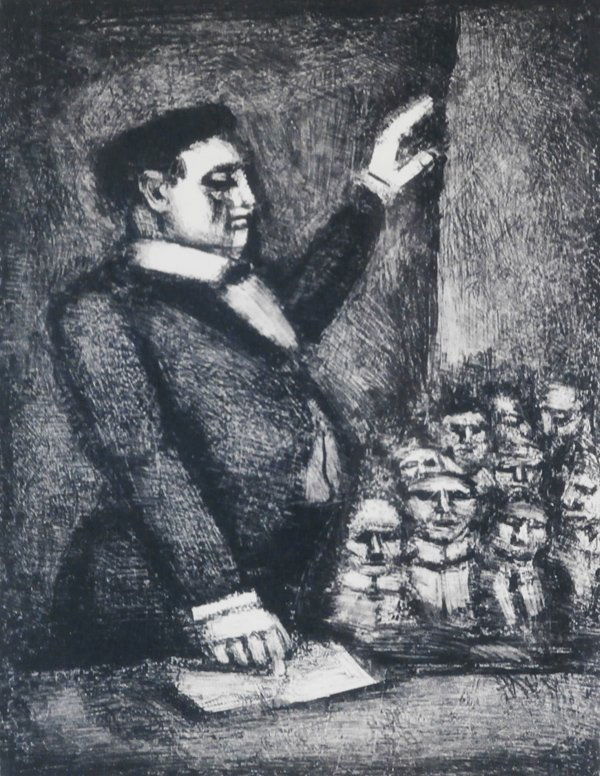 Georges Rouault (1871-1958) French: WE SHALL BE GOOD (IDEAL), lithograph, signed in pencil, image 11 ¼ x 8 ½”, full margins, framed, mild toning, otherwise in apparently good condition. Exhibited at LACMA, 1961, catalogue number 64.