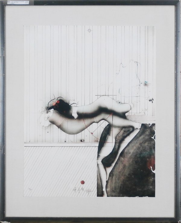Paul Wunderlich (1927-2010) German: UNTITLED, 1970, color lithograph, signed in pencil, from the numbered edition 75, sheet 25 ¾ x 19 ¾”, framed with glass, in apparently good condition.