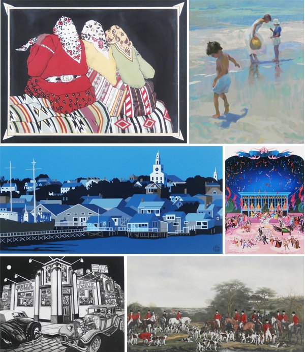 Armond Field (1930-2008), Katalin Ehling, Don Hatfield,: Armond Fields, HARBOR DAWN, color screenprint, signed in pencil, from the numbered edition 90, image 12 x 24 ½”, full margins, a few smudges and fingerprints in margins, otherwise in good condition