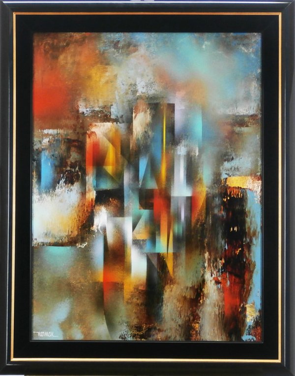 Leonardo Nierman (b. 1932) Mexican: REFRACTING LIGHT, oil painting on Masonite, signed lower left, sight 31 x 23”, framed, in very good studio condition.