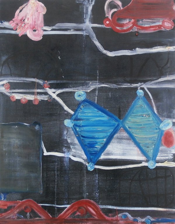 Tom Savage (b. 1953) American: CLOWN STORE, 2006, oil painting with acrylic on canvas, signed dated and titled on verso, 46 x 36”, in good studio condition.