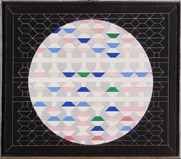 Yoshio Sekine (1922-1985) Japanese: UNTITLED, oil painting on canvas, signed on verso, 17 ¾ x 20 ¾”, Funaoka stamp on verso, Elliott Galleries label on verso, framed, surface scuffs and faint scratches, small impact dent lower cente