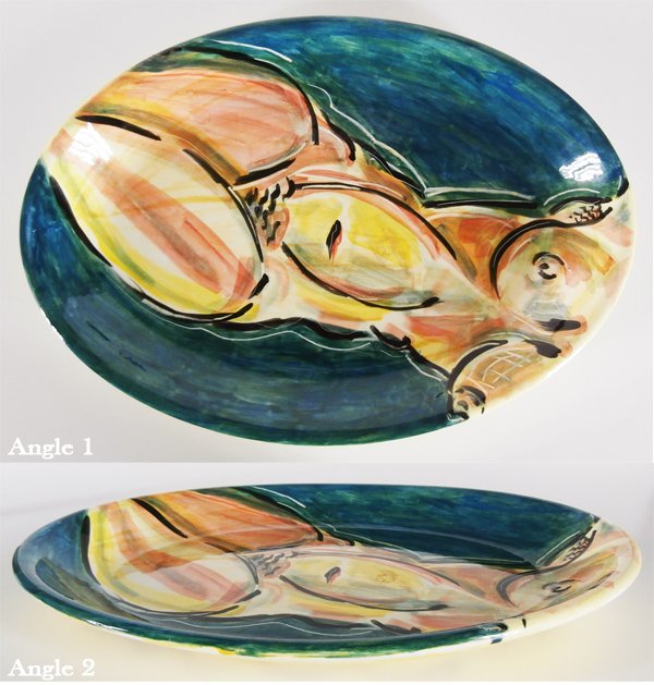 Amanda Watt (1960) Irish/ American: MABY, 1996, painted porcelain tray, signed, dated and titled on verso, 13 ¼ x 18 ¼”, in good studio condition.