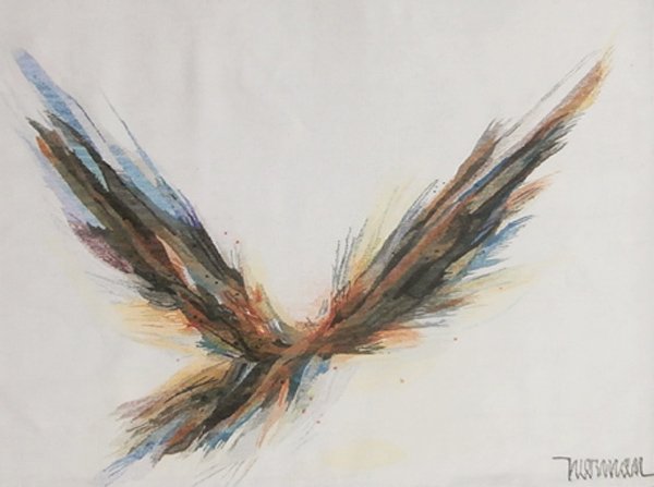 Leonardo Nierman (b. 1932) Mexican: FLIGHT, c.1975, tightly woven tapestry, signed in design lower right, 56 x 75”, in good studio condition with strong subtle colors.