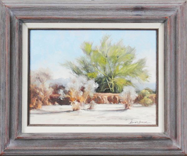 Darwin Duncan (1905-2002) Californian (three): DESERT TREES TALK, oil painting on Masonite, signed lower right, 12 x 16”; DESERT LANDSCAPE, oil painting on canvas, signed lower right, 16 x 20”, both framed, both in good studio condition; DUNCA