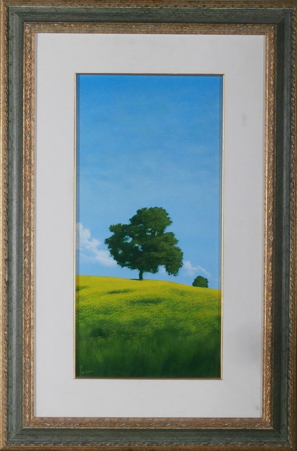 Alberto Perini (b. 1971) Italian: TREE, 2000, acrylic painting on canvas, signed in lower left, 23 ½ x 11 ¾”, framed, good studio condition. Provenance: Bellini Fine Art Gallery, La Jolla.