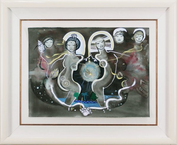 Andrea Smith (b. 1965) American: THE ANGELS, watercolor on paper, 22 x 30”, signed lower right, framed, small edge tear lower left, in apparently good studio condition.