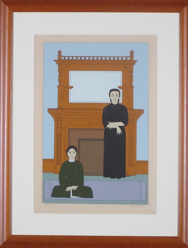 Will Barnet (1911-2012) American: REFLECTION, color screenprint, signed in pencil, from the numbered edition 225, image 22 x 14 ½”, full margins, framed with glass, shades of toning from previous framing in margins, otherwise in ap